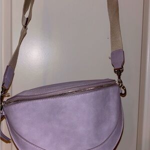 A New Day Purple and Tan Crossbody Bag with Adjustable Strap